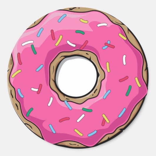 Cartoon Rosa Donut mit Sprinklen Runder Aufkleber (Vorderseite)