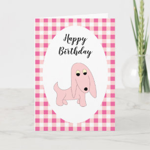 Cartoon Rosa Hund Hübsch Pooch Pink Geburtstag Karte