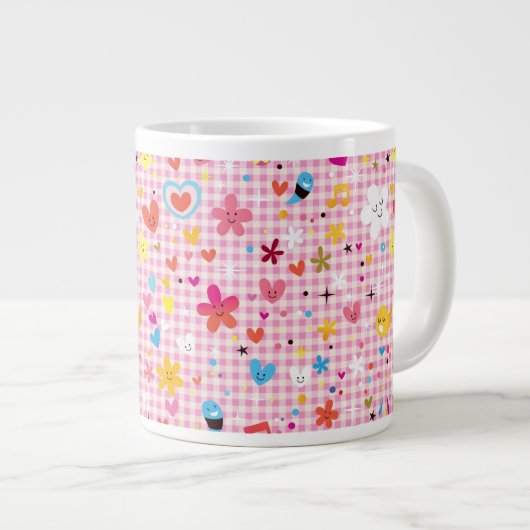 Cartoon rosa Jumbo-Tasse (Vorderseite Rechts)