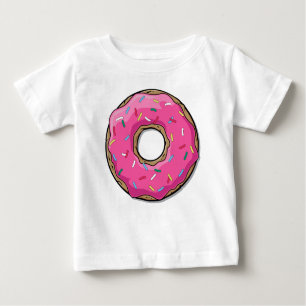 Cartoon-rosa Krapfen mit besprüht Baby T-shirt
