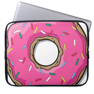 Cartoon-rosa Krapfen mit besprüht Laptopschutzhülle