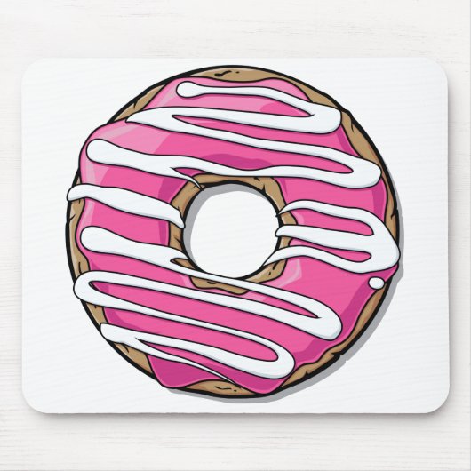 Cartoon-rosa Krapfen mit Zuckerglasur Mousepad (Vorne)