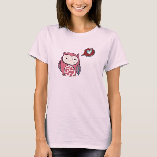 Cartoon Rosa Liebe Owl T-Shirt (Vorderseite)
