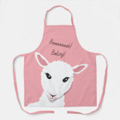 Cartoon Rosa weiße Schafe Gesicht Tierwort Schürze (Vorderseite)