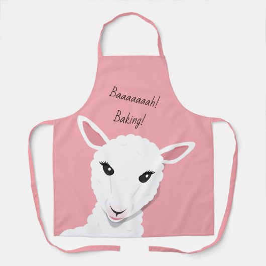 Cartoon Rosa weiße Schafe Gesicht Tierwort Schürze (Vorderseite)