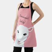 Cartoon Rosa weiße Schafe Gesicht Tierwort Schürze (InSitu)