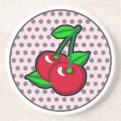 Cartoon Rote grüne Kirschen Frucht Vektor Kunst Getränkeuntersetzer (Vorne)