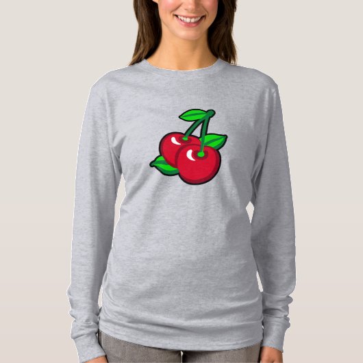 Cartoon Rote grüne Kirschen Frucht Vektor Kunst T-Shirt (Vorderseite)