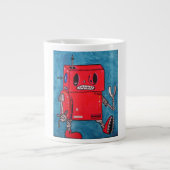 Cartoon-rote Roboter-Kaffee-Tasse Jumbo-Tasse (Vorderseite)