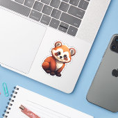 Cartoon Roter Panda Aufkleber (Laptop mit iPhone)