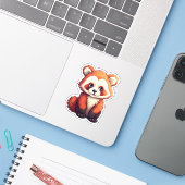 Cartoon Roter Panda Aufkleber (Laptop mit iPhone)
