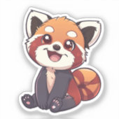 Cartoon Roter Panda Aufkleber (Vorderseite)