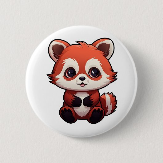 Cartoon Roter Panda Button (Vorderseite)
