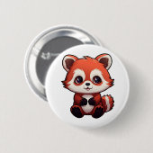 Cartoon Roter Panda Button (Vorne & Hinten)