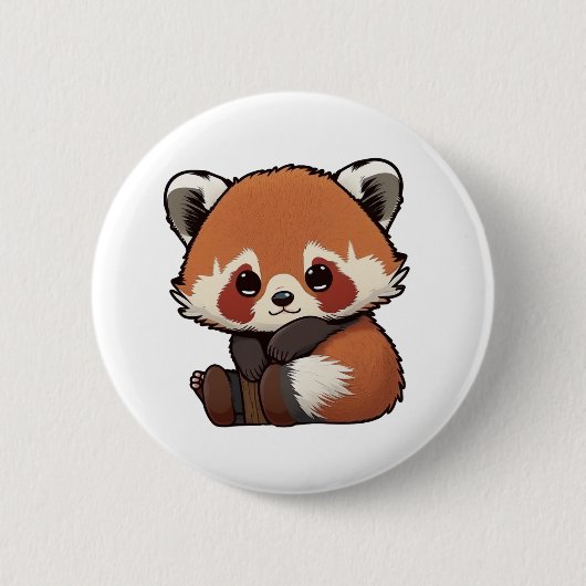 Cartoon Roter Panda Button (Vorderseite)
