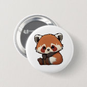 Cartoon Roter Panda Button (Vorne & Hinten)