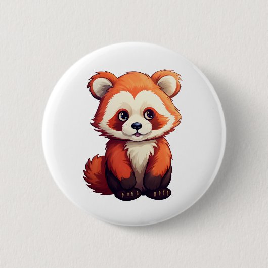 Cartoon Roter Panda Button (Vorderseite)