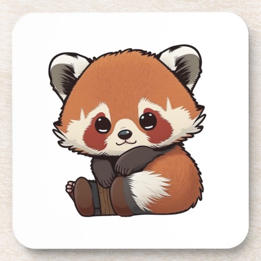 Cartoon Roter Panda Getränkeuntersetzer (Vorderseite)