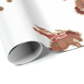 Cartoon Roter Santa-Claus auf Pferd Geschenkpapier (Rolleneckpunkt)