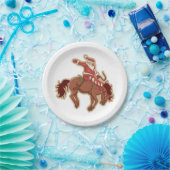 Cartoon Roter Santa-Claus auf Pferd Pappteller (Party)