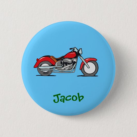 Cartoon-rotes Motorrad - Motorrad Button (Vorderseite)