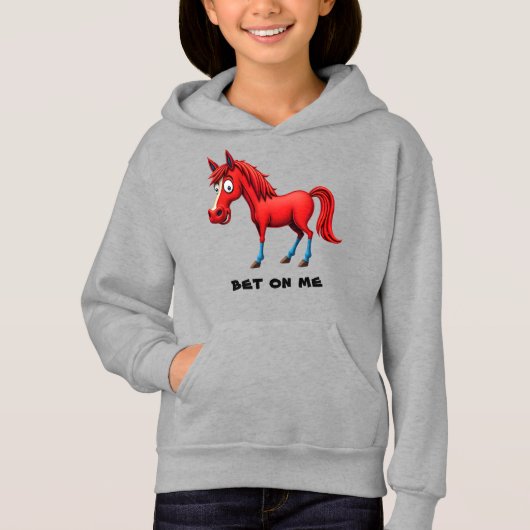 Cartoon Rotes Pferd Hoodie (Vorderseite)