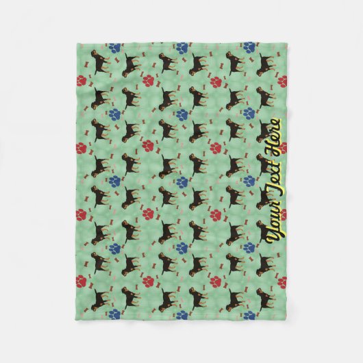 Cartoon Rottweiler Fleecedecke (Vorderseite)