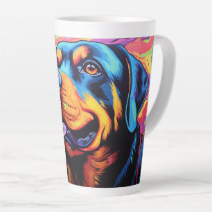 Cartoon Rottweiler im Garten Latte Tasse