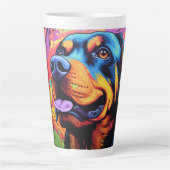Cartoon Rottweiler im Garten Latte Tasse (Vorderseite)