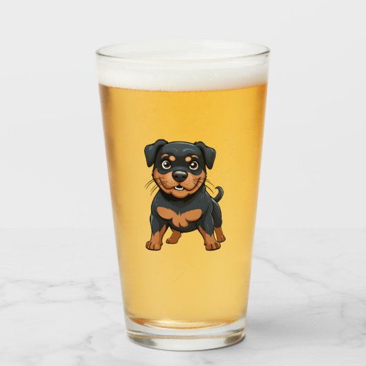 Cartoon Rottweiler Niedlich hart Glas (Vorne (Gefüllt))