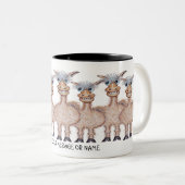 Cartoon Row of Funny Alpacas Zweifarbige Tasse (VorderseiteRechts)