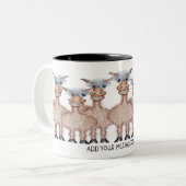Cartoon Row of Funny Alpacas Zweifarbige Tasse (Vorderseite Links)