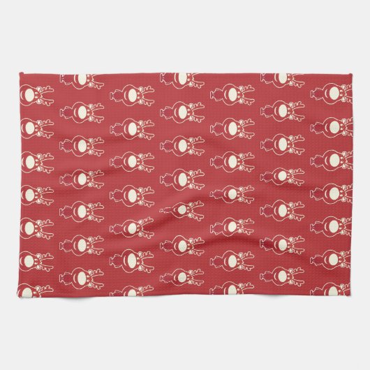 Cartoon Rudolph Red Pattern Geschirrtuch (Horizontal)