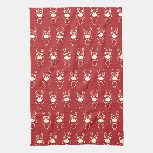 Cartoon Rudolph Red Pattern Geschirrtuch (Vertikal)