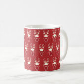Cartoon Rudolph Red Pattern Kaffeetasse (VorderseiteRechts)