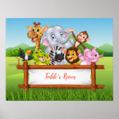 Cartoon-Safari-Tier-Plakat Poster (Vorne)