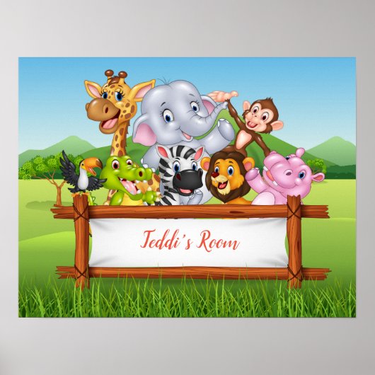 Cartoon-Safari-Tier-Plakat Poster (Vorne)