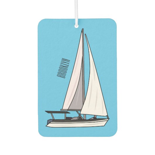 Cartoon Sailboat Autolufterfrischer (Vorderseite)