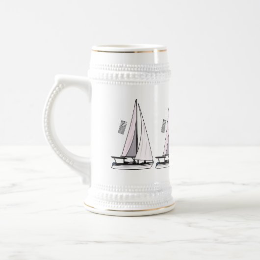Cartoon Sailboat Bierglas (Links)
