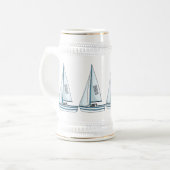 Cartoon Sailboat Bierglas (Vorderseite Links)
