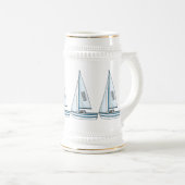 Cartoon Sailboat Bierglas (VorderseiteRechts)
