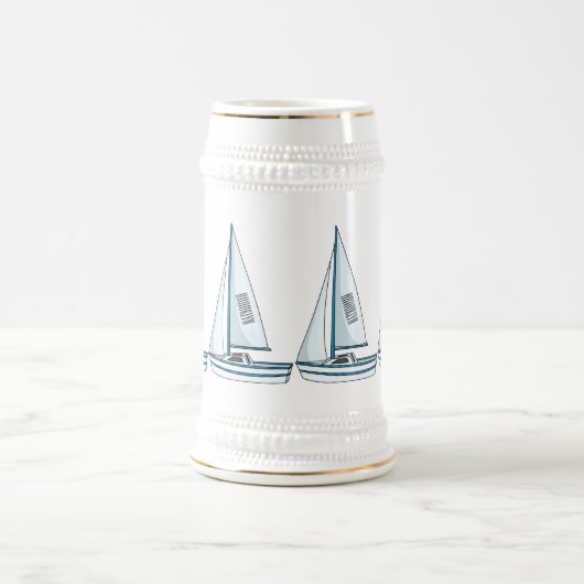 Cartoon Sailboat Bierglas (Mittel)