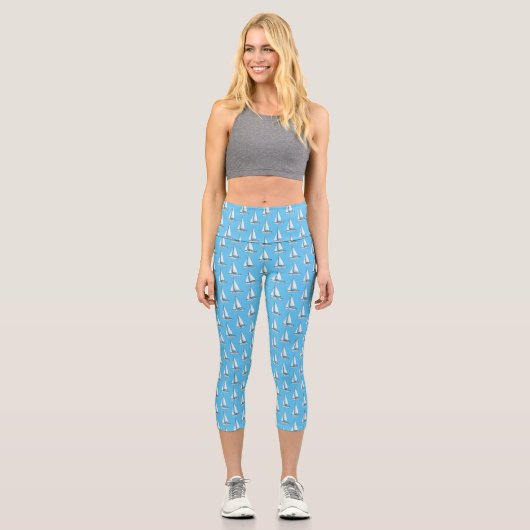 Cartoon Sailboat Capri Leggings (Vorderseite)