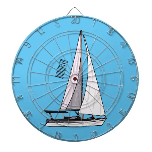 Cartoon Sailboat Dartscheibe (vorne)