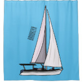 Cartoon Sailboat Duschvorhang (Vorderseite)