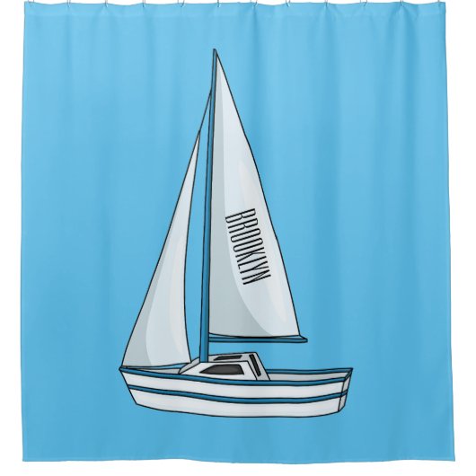 Cartoon Sailboat Duschvorhang (Vorderseite)