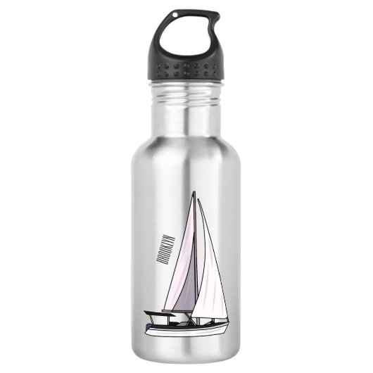 Cartoon Sailboat Edelstahlflasche (Vorderseite)