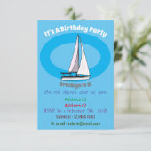 Cartoon Sailboat Einladung (Stehend Vorderseite)