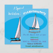 Cartoon Sailboat Einladung (Vorne/Hinten)
