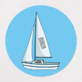 Cartoon Sailboat Etiketten (Design 1)